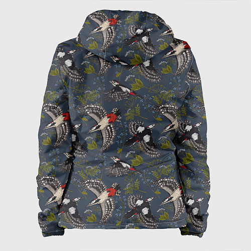 Женская куртка Дятлы и цветы / 3D-Черный – фото 2