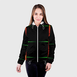 Куртка с капюшоном женская Color black green orange stripes, цвет: 3D-белый — фото 2