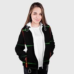 Куртка с капюшоном женская Color black green orange stripes, цвет: 3D-белый — фото 2