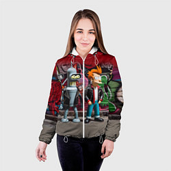 Куртка с капюшоном женская Bender bending robot and Fry - ai art graffiti, цвет: 3D-белый — фото 2