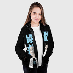 Куртка с капюшоном женская Linkin Park и Рик Санчес из Рик и Морти, цвет: 3D-черный — фото 2