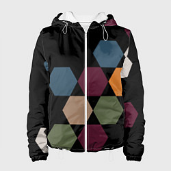 Куртка с капюшоном женская Honeycombs autumn colors, цвет: 3D-белый