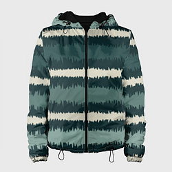 Куртка с капюшоном женская Полосы зигзагообразные зеленые, цвет: 3D-черный
