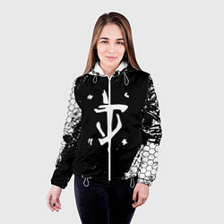 Куртка с капюшоном женская Doom соты краски, цвет: 3D-белый — фото 2