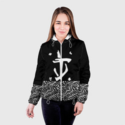 Куртка с капюшоном женская Doom геометрия линии, цвет: 3D-белый — фото 2