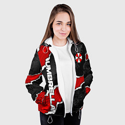 Куртка с капюшоном женская Umbrella corp - разрывы, цвет: 3D-белый — фото 2