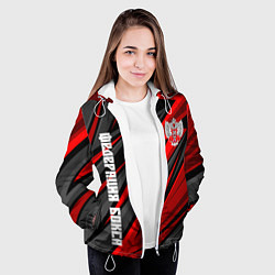Куртка с капюшоном женская Федерация бокса России - красный спорт, цвет: 3D-белый — фото 2