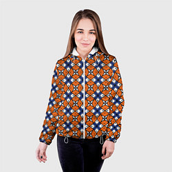Куртка с капюшоном женская Узор геометрический сине-оранжевый, цвет: 3D-белый — фото 2
