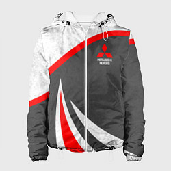 Куртка с капюшоном женская Mitsubishi - красный и серый, цвет: 3D-белый