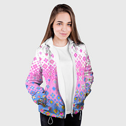Куртка с капюшоном женская Розово-голубой узор, цвет: 3D-белый — фото 2