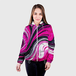 Куртка с капюшоном женская Розово белая абстракция, цвет: 3D-белый — фото 2