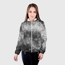 Куртка с капюшоном женская Абстракция - black and white metal scuffs, цвет: 3D-белый — фото 2