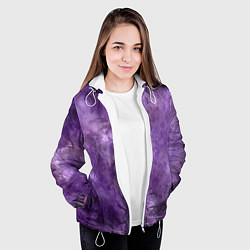 Куртка с капюшоном женская Абстракция - violet oil painting, цвет: 3D-белый — фото 2