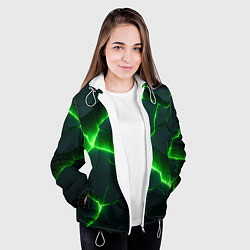 Куртка с капюшоном женская Кислотный зеленый свет из плит, цвет: 3D-белый — фото 2