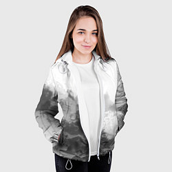 Куртка с капюшоном женская Абстракция серые волны, цвет: 3D-белый — фото 2