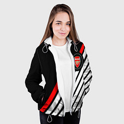 Куртка с капюшоном женская Арсенал геометрия полосы, цвет: 3D-белый — фото 2