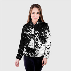 Куртка с капюшоном женская Взрывная белая краска на чёрном, цвет: 3D-черный — фото 2
