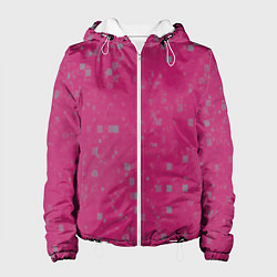 Куртка с капюшоном женская Color pink brown squares, цвет: 3D-белый
