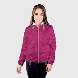 Куртка с капюшоном женская Color pink brown squares, цвет: 3D-белый — фото 2