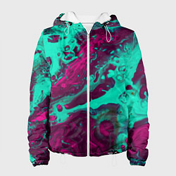 Куртка с капюшоном женская Абстракция мрамор, цвет: 3D-белый