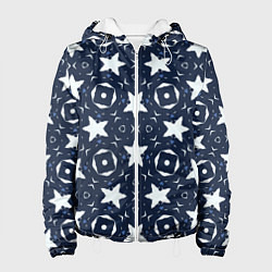 Куртка с капюшоном женская Звезды, квадраты, сердечки, цвет: 3D-белый
