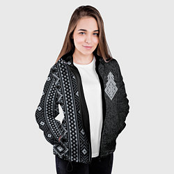 Куртка с капюшоном женская Славянский орнамент Макошь, цвет: 3D-черный — фото 2