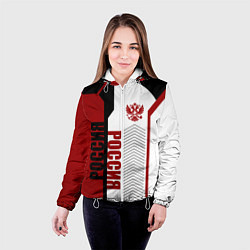 Куртка с капюшоном женская Россия герб РФ, цвет: 3D-белый — фото 2
