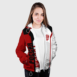 Куртка с капюшоном женская Россия герб РФ, цвет: 3D-белый — фото 2