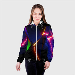 Куртка с капюшоном женская Neon colored geometric, цвет: 3D-белый — фото 2