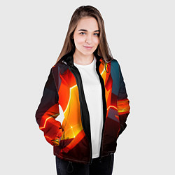 Куртка с капюшоном женская Neon orange, цвет: 3D-черный — фото 2