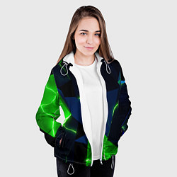 Куртка с капюшоном женская Neon tile green, цвет: 3D-белый — фото 2