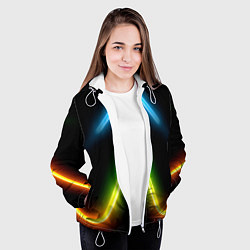 Куртка с капюшоном женская Neon multicolored lines, цвет: 3D-белый — фото 2