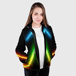 Куртка с капюшоном женская Neon multicolored lines, цвет: 3D-черный — фото 2