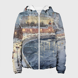 Куртка с капюшоном женская Новогодние праздники в Москве, цвет: 3D-белый