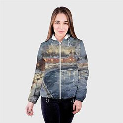 Куртка с капюшоном женская Новогодние праздники в Москве, цвет: 3D-белый — фото 2