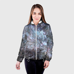 Куртка с капюшоном женская Абстракция - gray-blue hurricane, цвет: 3D-белый — фото 2