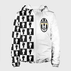 Куртка с капюшоном женская Ювентус паттерн люди, цвет: 3D-белый