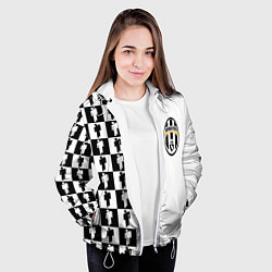 Куртка с капюшоном женская Ювентус паттерн люди, цвет: 3D-белый — фото 2