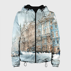 Куртка с капюшоном женская Снежный день в Санкт-Петербурге, цвет: 3D-черный