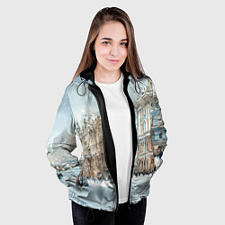Куртка с капюшоном женская Снежный день в Санкт-Петербурге, цвет: 3D-черный — фото 2