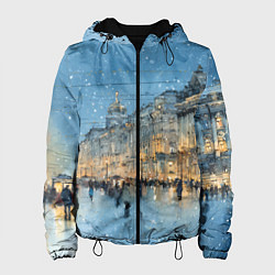 Куртка с капюшоном женская Снежный вечер Санкт-Петербурга, цвет: 3D-черный