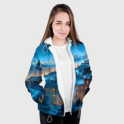 Куртка с капюшоном женская Крыши зимнего Питера, цвет: 3D-белый — фото 2