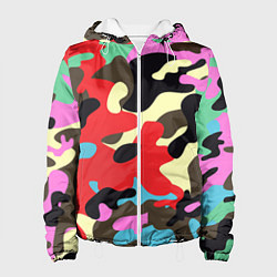 Куртка с капюшоном женская Яркий камуфляж, цвет: 3D-белый