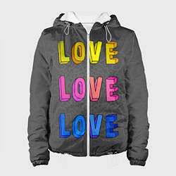 Куртка с капюшоном женская Love Love Love, цвет: 3D-белый