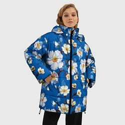 Куртка зимняя женская Цветы ретро 5, цвет: 3D-черный — фото 2