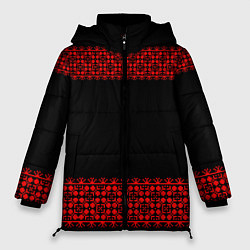 Куртка зимняя женская Славянский орнамент (на чёрном), цвет: 3D-черный