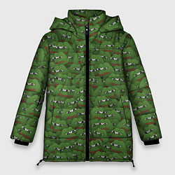 Куртка зимняя женская Грустные лягушки, цвет: 3D-светло-серый