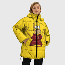 Куртка зимняя женская Гомер-болельщик, цвет: 3D-красный — фото 2