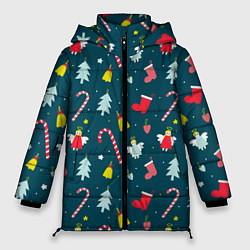 Куртка зимняя женская Новогодний узор, цвет: 3D-черный