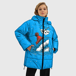 Куртка зимняя женская Акула хоккейный фанат, цвет: 3D-красный — фото 2